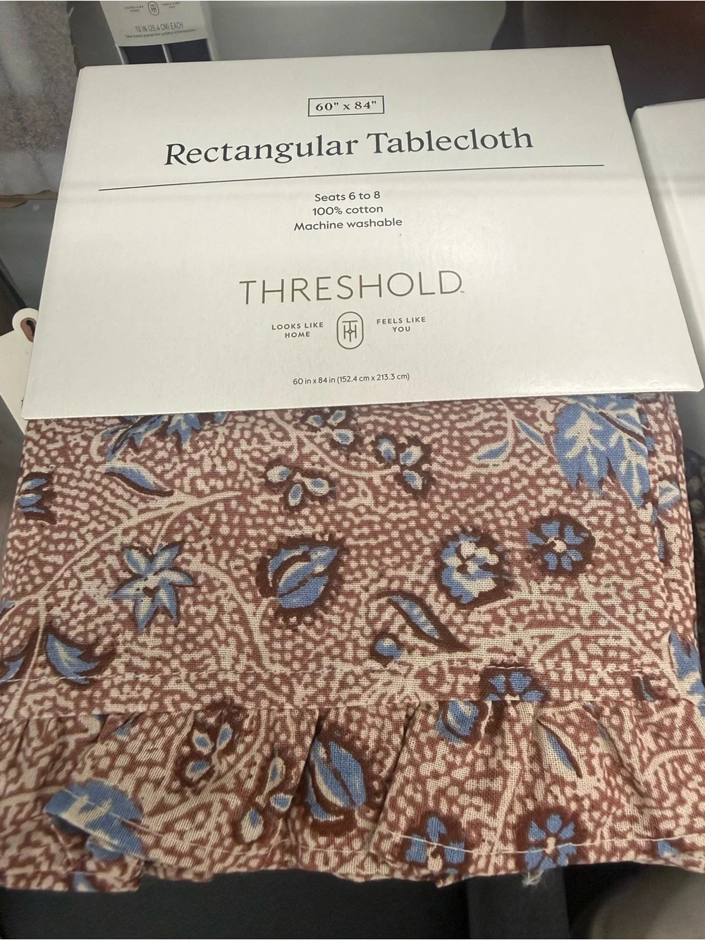 60”x80” Block Print Ruffle Tablecloth - Threshold